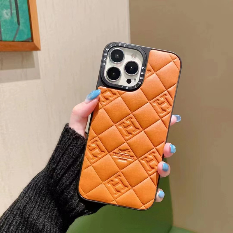 Estuche para teléfono de personalidad de piel de oveja adecuada para Apple, Samsung, Huawei, Xiaomi y otros teléfonos móviles, Case de cuero protector de teléfono Lattice Lattice de moda para iPhone14, diseño de cuero protector de teléfono suave, sensación de mano cómoda, buena resistencia de otoño