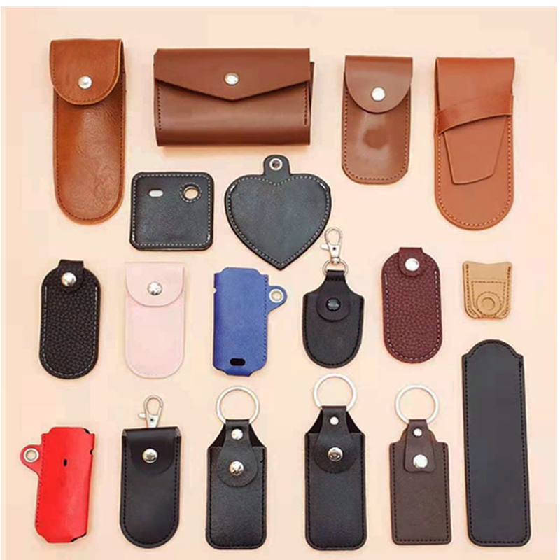 Hebilla de llave de cuero, estuche de cuero de transmisión USB, varios artículos de cuero pequeños, carcasa de billetera de cuero